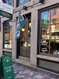 Front door of Silver Therapeutics dispensary in Portland Maine