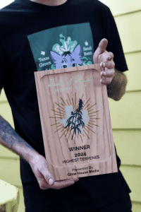 Sean lathan with winner plaque at the 2025 Texas Hemp Classic
