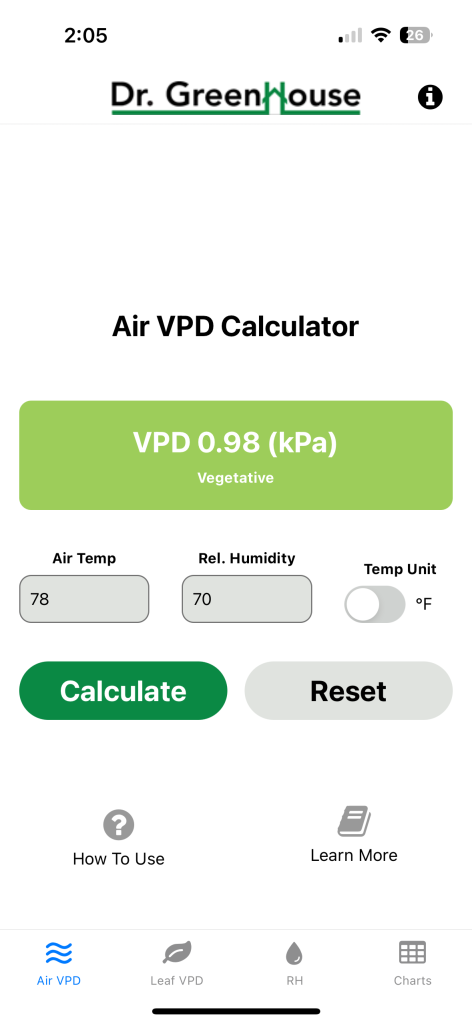 Vapor Pressure Deficit calculator